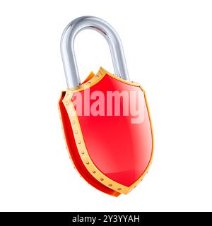 Lucchetto come protezione. Rendering 3D isolato su sfondo bianco Foto Stock