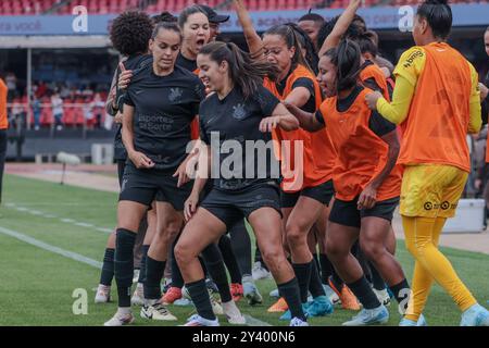 San Paolo, San Paolo, Brasile. 15 settembre 2024. San Paolo (SP), 09/15/2024 Ã¢â‚¬' SOCCER/BRAZILIAN/WOMEN/SAOPAULO/CORINTHIANS/SP - Millene di Corinthians segna e celebra il suo gol nella partita tra San Paolo e Corinthians per la finale del Campionato brasiliano femminile 2024 allo stadio Morumbis, questa domenica 15 settembre 2024 (immagine di credito: © Tomze Fonseca/TheNEWS2 via ZUMA Press WS2) SOLO USO EDITORIALE! Non per USO commerciale! Foto Stock