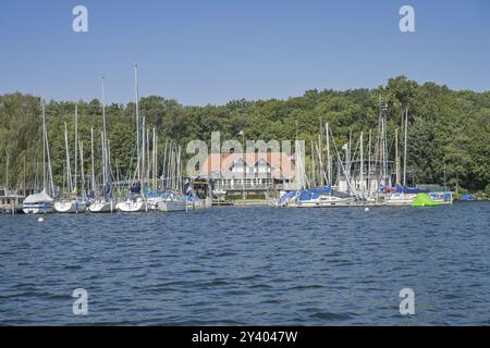 TSC Tegeler SEE-Club, molo, grosse malche, Tegeler SEE, Tegel, Reinickendorf, Berlino, Germania, Europa Foto Stock