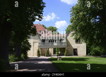 Castello storico di Tiefurt nella città di Weimar, Turingia, Germania, Europa Foto Stock