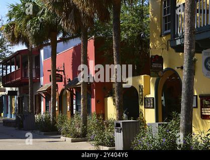 Street Scene nella città vecchia di St. Augustine, Florida, USA, Nord America Foto Stock