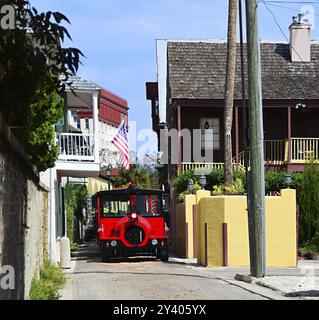 Street Scene nella città vecchia di St. Augustine, Florida, USA, Nord America Foto Stock