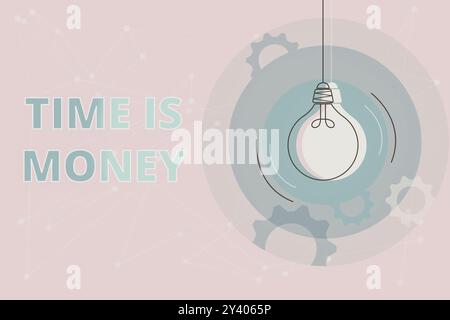 Il segno di testo che mostra il tempo è denaro, parola scritta sul tempo è una risorsa preziosa fare le cose il più rapidamente possibile concetto critico e logico di pensiero, UN Foto Stock
