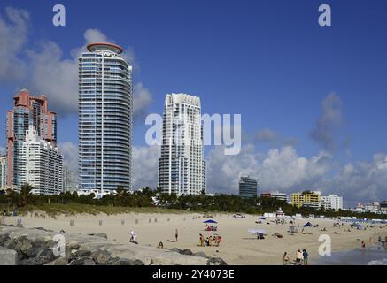 Panorama sull'Atlantico a Miami South Beach, Florida, Stati Uniti. Panorama am Atlantik a Miami South Beach, Florida, Stati Uniti, Nord America Foto Stock