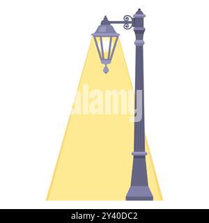 vecchio lampione stradale. illuminazione stradale sulla strada. Illustrazione Vettoriale