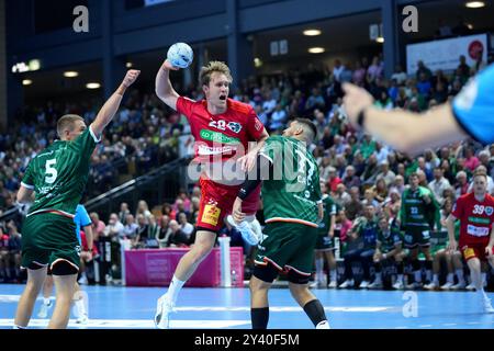 Wetzlar, Germania. 15 settembre 2024. Wetzlar, Germania, 15 settembre 2024: Marian Michalczik ( 22 Hannover-Burgdorf ) durante la partita Liqui Moly Handball-Bundesliga tra HSG Wetzlar e TSV Hannover-Burgdorf alla Buderus-Arena di Wetzlar, GERMANIA. (Julia Kneissl/SPP) credito: SPP Sport Press Photo. /Alamy Live News Foto Stock