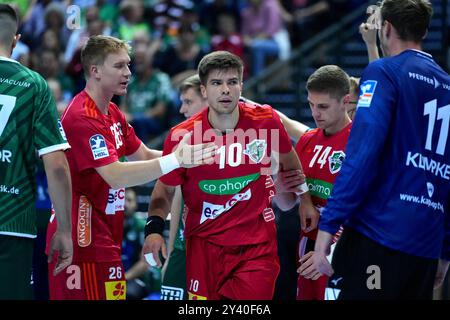 Wetzlar, Germania. 15 settembre 2024. Wetzlar, Germania, 15 settembre 2024: Renars Uscins ( 10 Hannover-Burgdorf ) durante la partita Liqui Moly Handball-Bundesliga tra HSG Wetzlar e TSV Hannover-Burgdorf alla Buderus-Arena di Wetzlar, GERMANIA. (Julia Kneissl/SPP) credito: SPP Sport Press Photo. /Alamy Live News Foto Stock