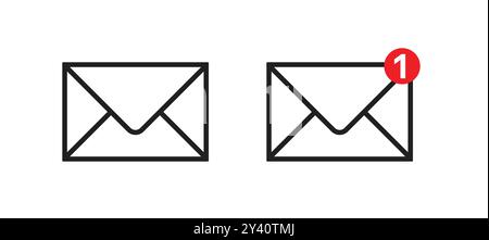 Icone di e-mail e newsletter impostate per il Web, progettazione di icone per ui ux Illustrazione Vettoriale