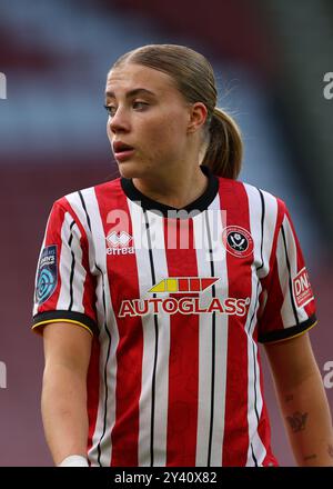 Sheffield, Regno Unito. 14 settembre 2024. Grace Foy dello Sheffield United durante il match per il fa Women's Championship a Bramall Lane, Sheffield. Il credito per immagini dovrebbe essere: Simon Bellis/Sportimage Credit: Sportimage Ltd/Alamy Live News Foto Stock