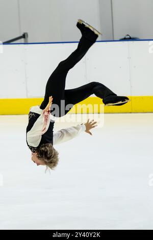 Ilia MALININ (USA) durante il Free Skating maschile il 15 settembre 2024 presso IceLab Bergamo, Italia, durante il Challenger Series Lombardia Trophy, gara di pattinaggio su ghiaccio a Bergamo, Italia, 15 settembre 2024 Foto Stock