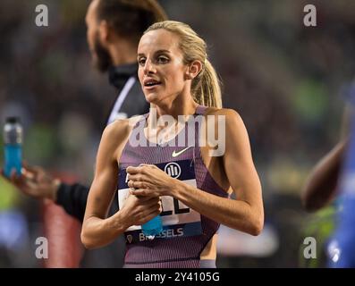 Georgia Bell della Gran Bretagna gareggia nei 1500 m femminili alle finali di atletica Memorial Van Damme Diamond League al King Baudouin Stadium di Foto Stock