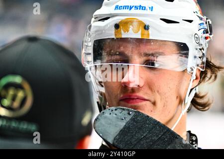 Manuel Alberg (Iserlohn Roosters, #63), GER, Iserlohn Roosters vs. Düsseldorfer EG, Eishockey, Testspiel, Spielzeit 2023/2024, 15.09.2024, foto: Jonas Brockmann/Eibner-Pressefoto Foto Stock