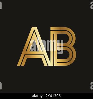 Logo AB con sfumatura dorata Illustrazione Vettoriale