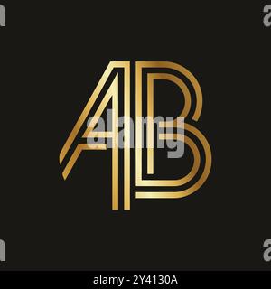 Logo AB con sfumatura dorata Illustrazione Vettoriale
