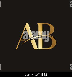 Logo AB con sfumatura dorata Illustrazione Vettoriale