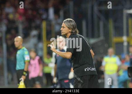 Salerno, Italia, 15 settembre ,2024 Filippo Inzaghi allenatore dell'AC Pisa gesti durante il calcio BKT tra US Salernitana 1919 vs AC Pisa calcio :Agostino Gemito/ Alamy Live News Foto Stock