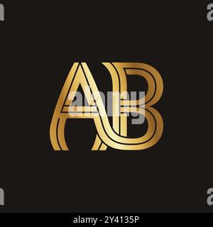 Logo AB con sfumatura dorata Illustrazione Vettoriale