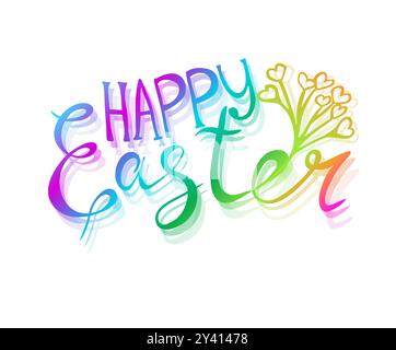 Buona Pasqua testo a colori. disegnato a mano. Non ai, illustrazione vettoriale Illustrazione Vettoriale