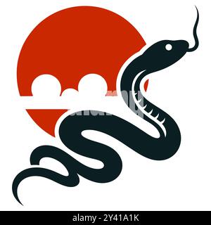 Silhouette collezione di serpenti velenosi o deserto sul serpente d'acqua silhouette piatta con logo icona vettoriale clipart silhouette serpente set isolato Illustrazione Vettoriale
