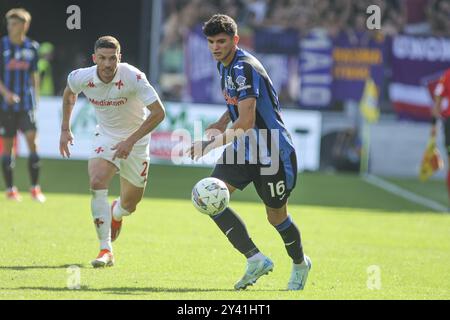 Raul Bellanova dell'Atalanta BC gioca la palla durante laÂ partita Atalanata BC vs ACF Fiorentina, 4° serie A Enilive 2024-25 allo stadio Gewiss di Bergamo (BG), il 15 settembre 2024. Foto Stock