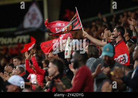 Tolosa, Francia. 15 settembre 2024. Tifosi di Tolosa durante il campionato francese Top 14 rugby match tra lo Stade Toulousain (Tolosa) e lo Stade Rochelais (la Rochelle) il 15 settembre 2024 allo stadio Ernest Wallon di Tolosa, Francia - foto Nathan Barange/DPPI credito: DPPI Media/Alamy Live News Foto Stock