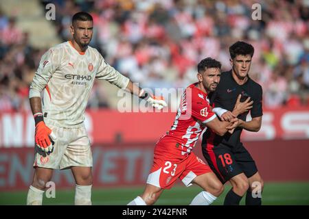 Girona, ESP. 15 settembre 2024. GIRONA FC-FC BARCELONA 15 settembre 2024 durante la partita tra Girona FC e FC Barcelona corrispondente alla quinta giornata della Liga EA Sports allo Stadio Municipale Montilivi di Girona, Spagna. Crediti: Rosdemora/Alamy Live News Foto Stock