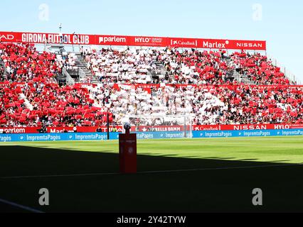 Sabadell, Barcellona, Spagna. 15 settembre 2024. Barcellona Spagna 15.09.2024 Girona FC mosaico durante la Liga EA Sports tra Girona FC e FC Barcelona a Montilivi il 15 settembre 2024 a Girona. (Credit Image: © Xavi Urgeles/ZUMA Press Wire) SOLO PER USO EDITORIALE! Non per USO commerciale! Crediti: ZUMA Press, Inc./Alamy Live News Foto Stock