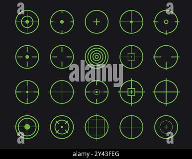 Set di icone vettoriali della linea di destinazione Illustrazione Vettoriale