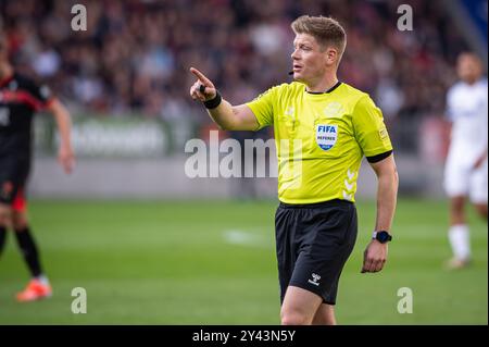 Herning, Danimarca. 14 settembre 2024. L'arbitro Jakob Sundberg visto durante il 3F Superliga match tra FC Midtjylland e FC Copenhagen all'MCH Arena di Herning. Foto Stock