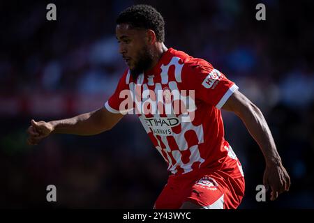 Girona, Spagna. 15 settembre 2024. Arnaut Danjuma (Girona FC) visto durante una partita della Liga EA Sports tra il Girona FC e il Barcellona all'Estadi Municipal de Montilivi, Girona FC 1 - FC Barcelona 4. Credito: SOPA Images Limited/Alamy Live News Foto Stock