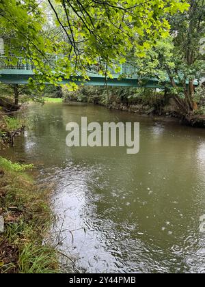 DATA DI REGISTRAZIONE NON INDICATA Ostsachsen - Amtliche UNWETTERWARNUNG vor ERGIEBIGEM DAUERREGEN 13.09.2024 Bautzen, Spree Fotograf: LausitzNews.de Unwetterwarnung für den Bereich Ostsachsen: Es tritt ergiebiger Dauerregen wechselnder Intensität auf. Dabei werden Niederschlagsmengen zwischen 50 l/m und 70 l/m erwartet. Gefahr für Leib und Leben durch Überflutungen von Straßen/Unterführungen sowie gewässernahen Gebäuden mögliche Erdrutsche. Handlungsempfehlungen: überflutete und gefährdete Abschnitte meiden Verhalten im Straßenverkehr anpassen, Behinderungen auf Verkehrswegen einplanen gggf. Vorbeugend ho Foto Stock