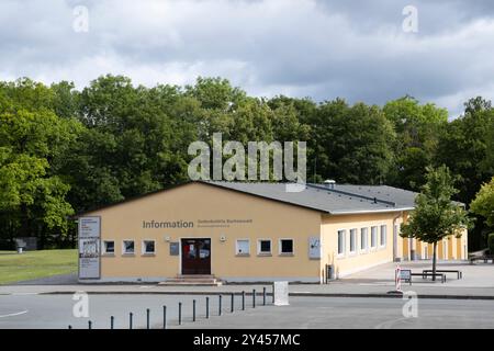 Centro informazioni turistiche del campo di concentramento di Buchenwald vicino a Weimar, Turingia, Germania Foto Stock