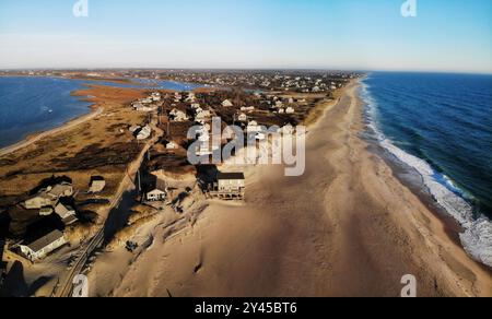 Madaket Beach Sunset, famosa attrazione turistica e punto di riferimento di Nantucket Island, Massachusetts, Cape Code, USA Foto Stock