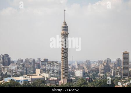 Cairo, Egitto. 14 settembre 2024. Una vista della Torre del Cairo sull'isola di Gezira vicino al fiume Nilo. Crediti: Oliver Weiken/dpa/Alamy Live News Foto Stock