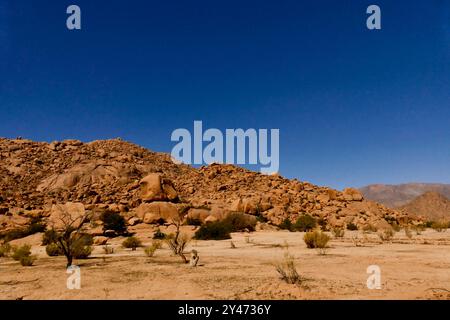 Tafraoute sorge a nord-ovest della valle di Ameln, punteggiata di rocce di granito rosa, nella catena di quarzo del Djebel el Kest. Marocco, Nord Africa Foto Stock