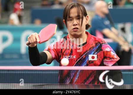 Genki SAITO del Giappone nel Para Table Tennis - MEN's Singles - MS4 ai Giochi Paralimpici del 2024 a Parigi, Francia Foto Stock