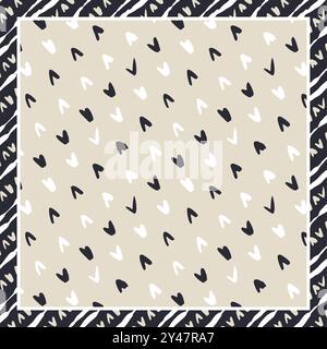 La spazzola monocromatica in bianco e nero dona forma a sciarpa o a bandana Illustrazione Vettoriale