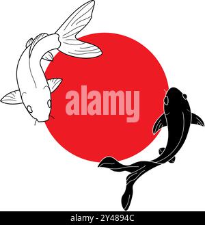 modello di illustrazione del logo koi fish Illustrazione Vettoriale