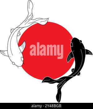 Logo Fish koi e immagine vettoriale del simbolo Illustrazione Vettoriale
