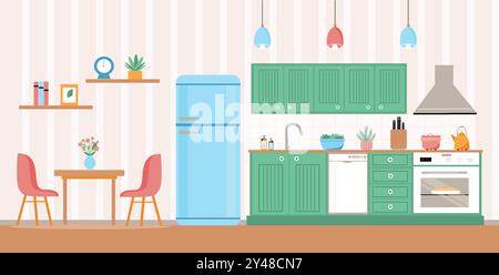 Cucina moderna. Illustrazione vettoriale. Illustrazione Vettoriale