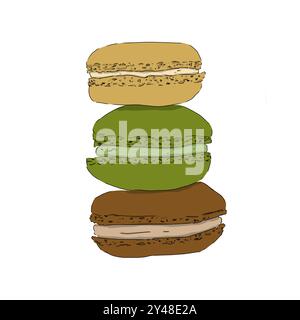 Illustrazione del colore della cottura degli alimenti per la torta al macaron Foto Stock