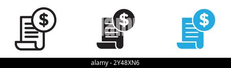 icona delle banconote linea vettoriale logo segno o set di simboli stile del contorno della collezione Illustrazione Vettoriale
