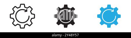 Icona dell'ingranaggio di ripristino linea vettoriale logo o set di simboli stile del contorno della collezione Illustrazione Vettoriale