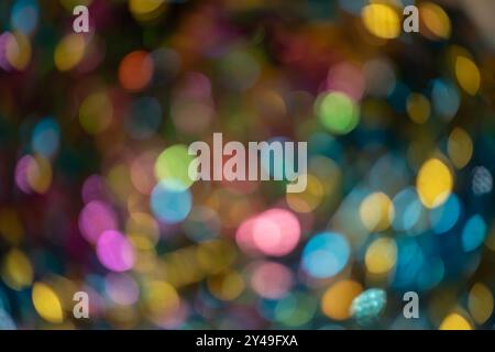 Bokeh circolare astratto dalla luce delle feste, sfondo astratto. luci sfocate sfondo bokeh Foto Stock