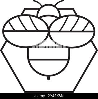 Icona ape vettore miele logo illustrazione. Semplice icona ape contorno arte bumble. Illustrazione Vettoriale