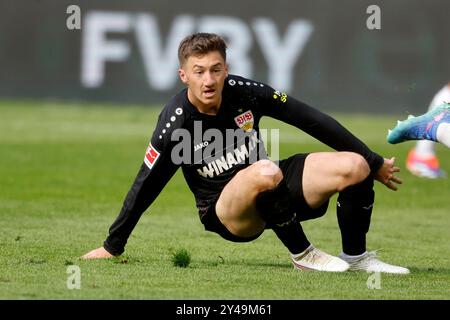 Moenchengladbach, Germania 1. Fussball Bundesliga, 3.Spieltag, Borussia Moenchengladbach: VFB Stuttgart 1-3 14. 09. 2024 im Borussia Park a Moenchengladbach Angelo STILLER (VFB) foto: Norbert Schmidt, Duesseldorf Foto Stock