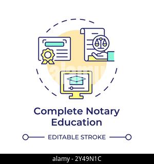 Icona di concetto multicolore per la formazione completa del notaio Illustrazione Vettoriale