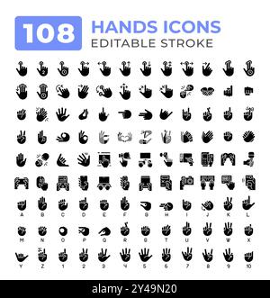 Dispositivi che tengono le mani gesti glifi icone grande set Illustrazione Vettoriale