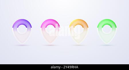 Collezione di spille colorate per la navigazione in vetro opaco. Illustrazione vettoriale. Illustrazione Vettoriale