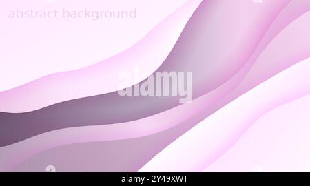 Sfondo astratto rosa tenue e viola con taglio di carta fluido con strati sovrapposti. Sfondo chiaro e sfumato. Concetto di Illustrazione Vettoriale